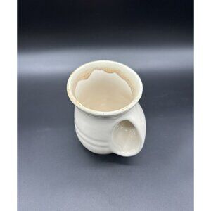Coffee Mug Cup Right Hand Warmer Drip Glaze Pottery Ergonomic Mug Warming Tan